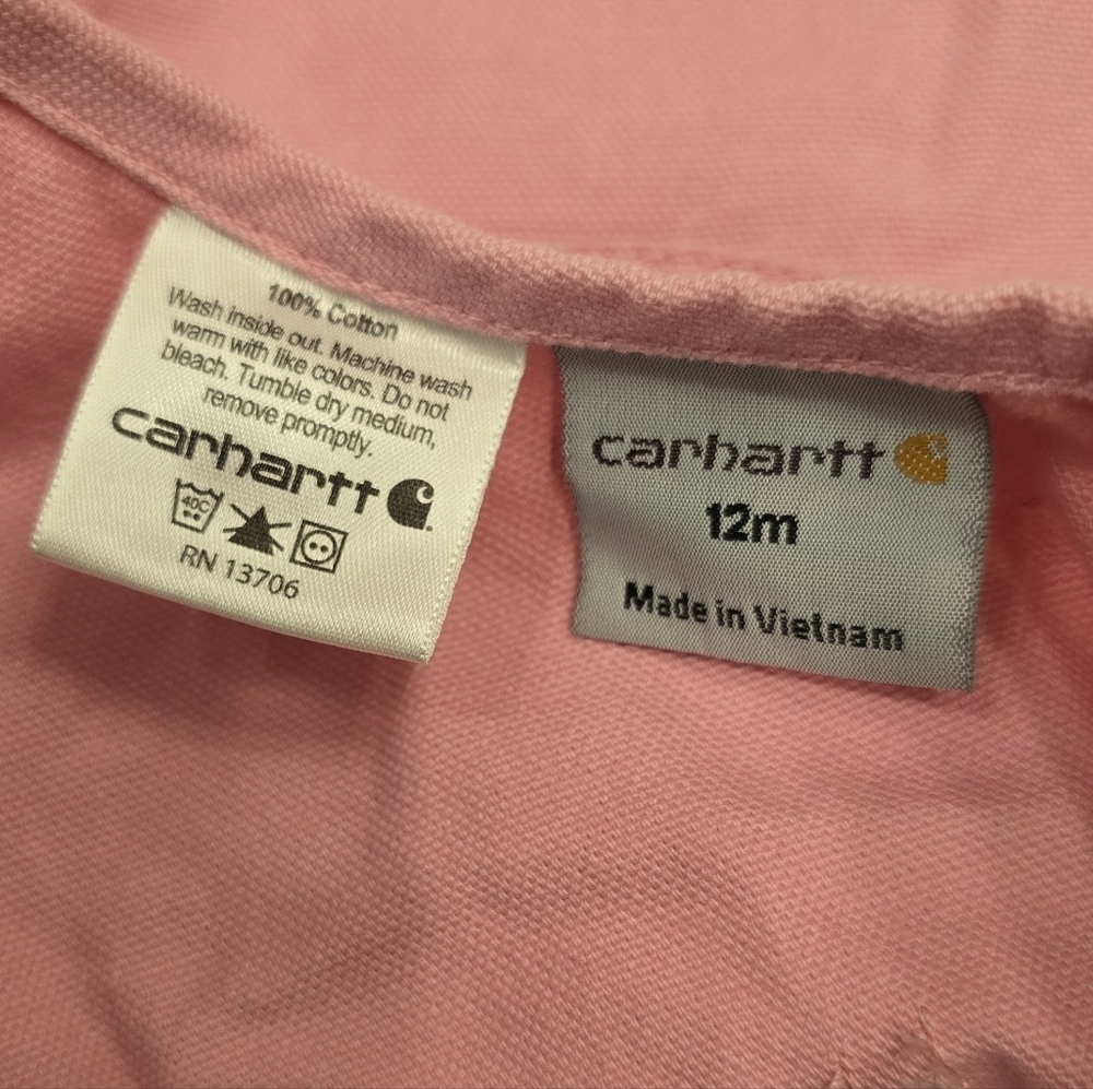 Carhartt Loose Fit Canvas Bib Overall Pink Lemonade 12M - Picture 3 of 3